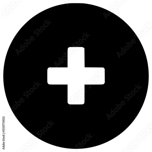 Vector graphic of a plus sign inside a circular black background