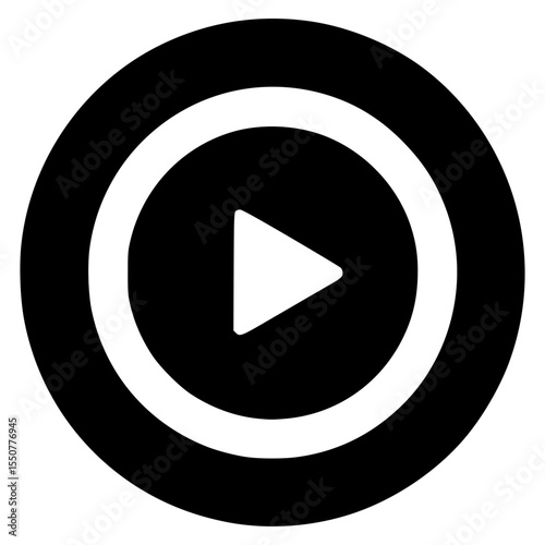 Creative black vector play button on a circular background
