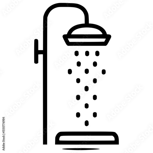 Stylish vector illustration of a modern shower with water droplets