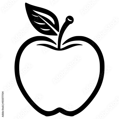 Simple vector illustration of a stylized apple with a leaf