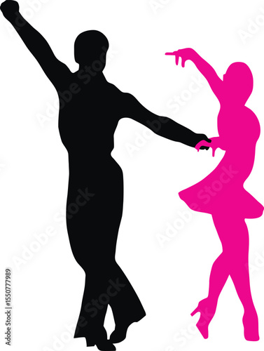 Couple dancing silhouettes