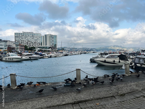 Canvas Print Tarabya Marina (Istmarin) panorama view in Istanbul, Turkey.