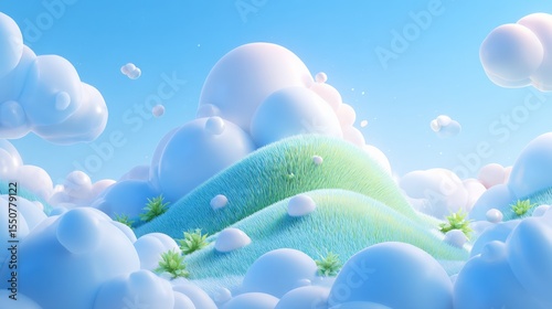 Pastel Dreamy Landscape with Soft Clouds