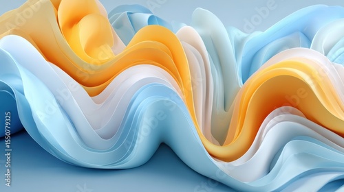 Abstract Flowing Forms in Pastel Colors