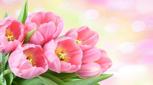 Beautiful Pink Tulips Bouquet Spring Flowers