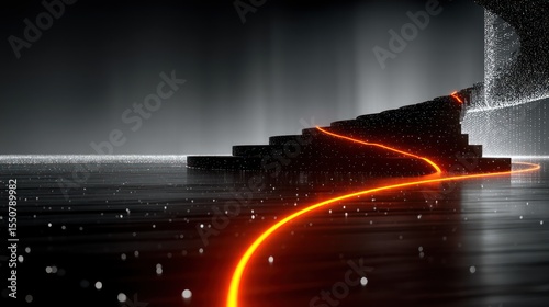 Neon Glowing Staircase to Infinity
