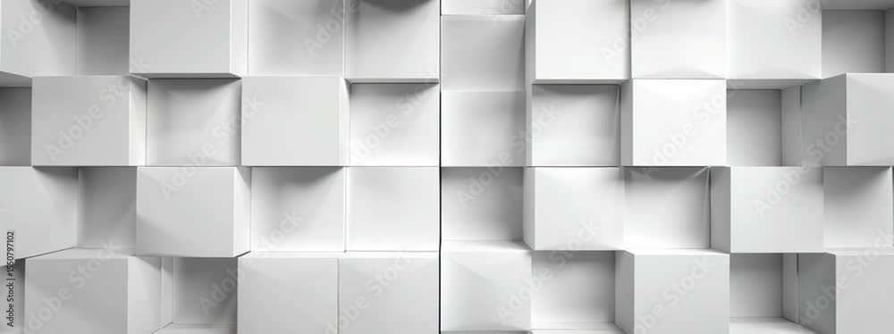 Abstract white background with squares, 3D rendering. Background of cubes in the form of boxes for presentation design Generative AI