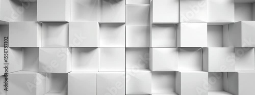 Abstract white background with squares, 3D rendering. Background of cubes in the form of boxes for presentation design Generative AI