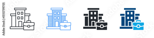 Corporate Icon Set Multiple Style. Designed In Outline, Blue, Glyph, Dual Tone