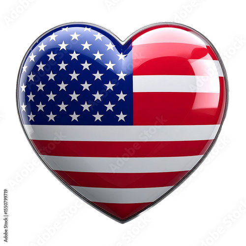 American Heart: Patriotic Love Graphic, USA Flag Heart Image
