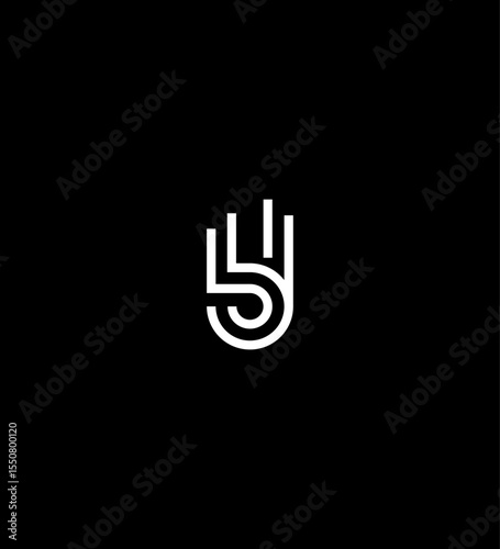 U or BU Logo Design, Minimalist Lines, 