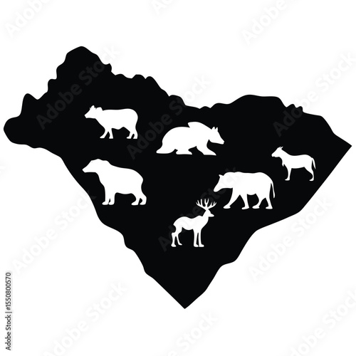 Biologist element isolated animal habitat map on white background
