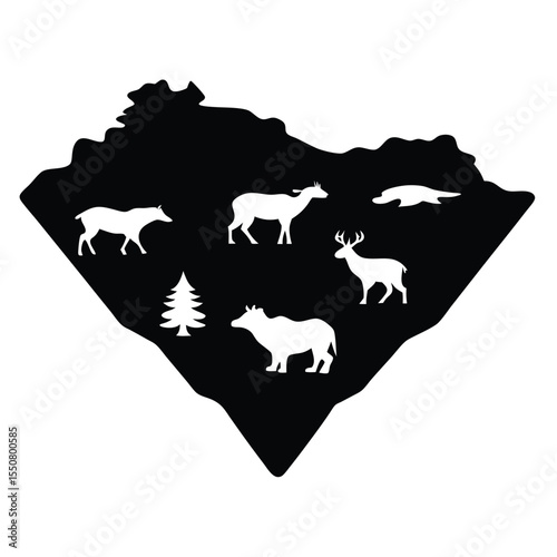 Biologist element isolated animal habitat map on white background