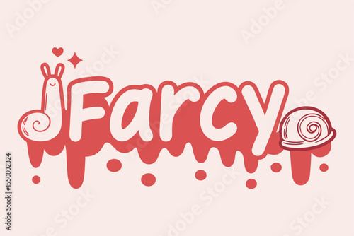 Cute and playful "farcy" design with adorable snail and decorative elements