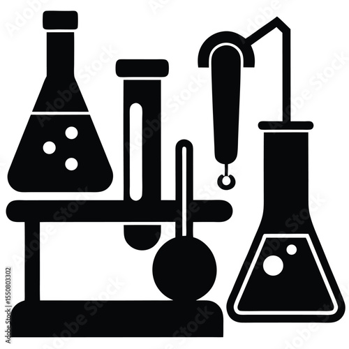 Biologist element isolated lab equipment tools on white background