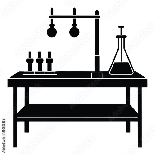 Biologist element isolated laboratory bench on white background