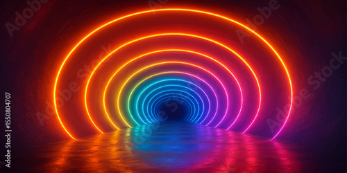 Abstract rainbow swirl: vibrant colourful spiral light pattern with a fiery orange and blue liquid motion design