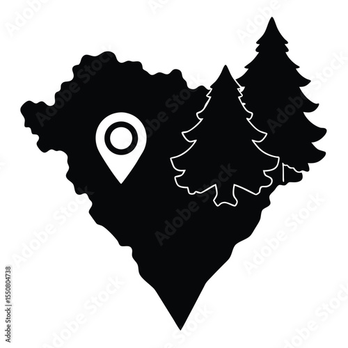 Biologist element isolated natural habitat map on white background