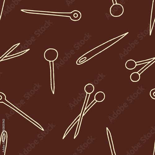 Outline Vector Needle Pattern Repeat Seamless for Wallpaper Background Cover Packaging
