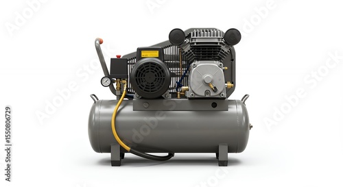 Gray air compressor on white background