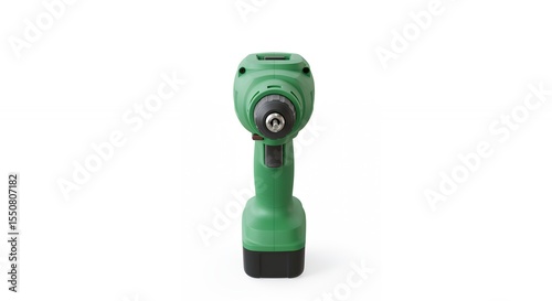 Green power drill isolated on white background