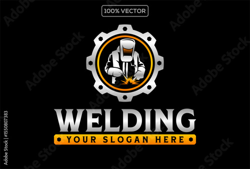 welding welder service logo emblem badge illustration vector illustration