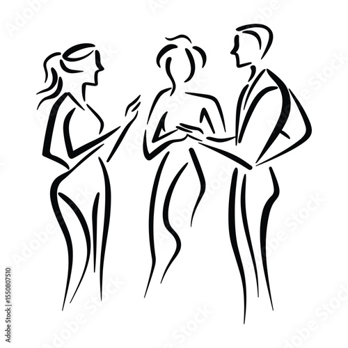 Fashion model pose minimal sketch