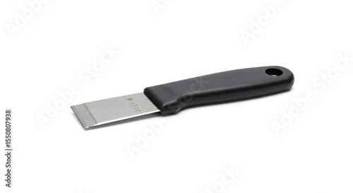 Metal scraper with black handle