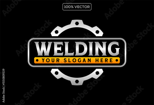 welding welder service logo emblem badge illustration vector