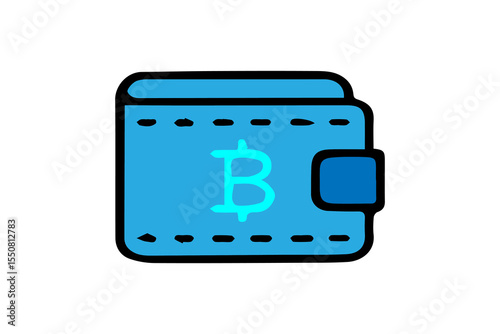 The image is a stylized, two-dimensional illustration of a digital wallet or cryptocurrency wallet