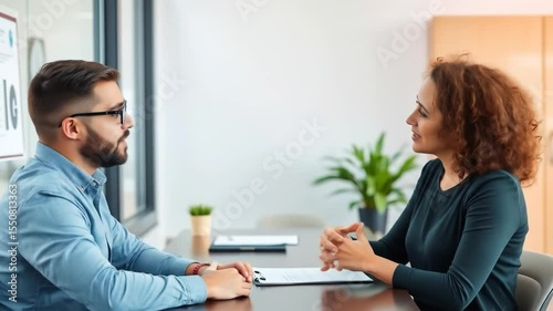 People Talking During Job Interview in Office Meeting Room
