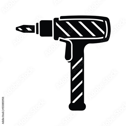 Rotary hammer vector silhouette icon