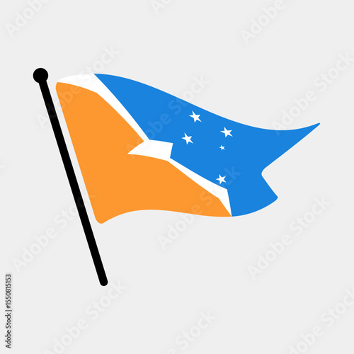 National flag of Argentina Antarctica.  Argentina Antarctica flag computer digital vector illustration icon design.  Fluttering flagpole flag.