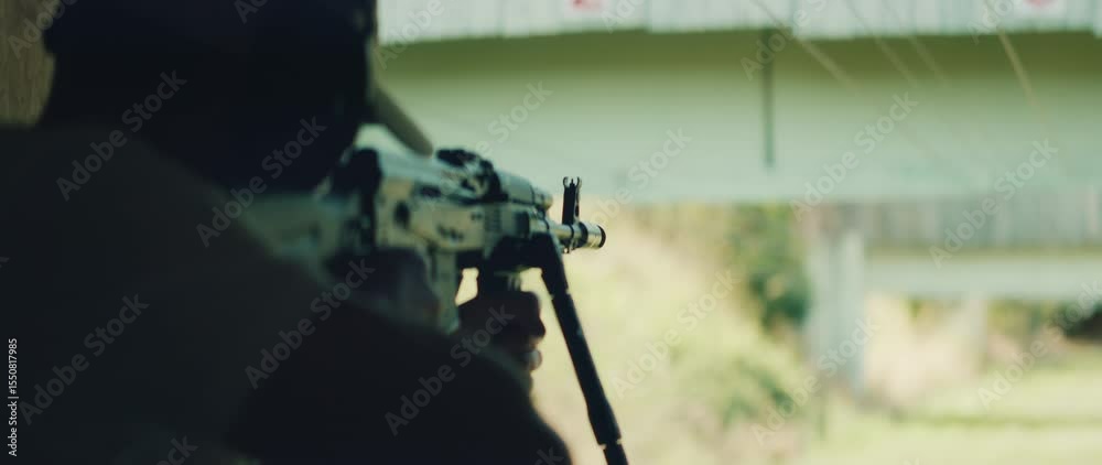 custom made wallpaper toronto digitalRifle ejects shell casing as man fires during outdoor firearm training session