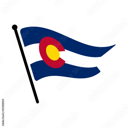 Flag of Colorado.  Colorado flag computer digital vector illustration icon design.  Fluttering flagpole flag.