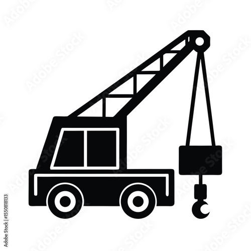 Mobile crane vector silhouette icon
