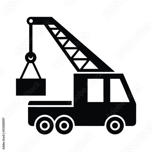 Mobile crane vector silhouette icon