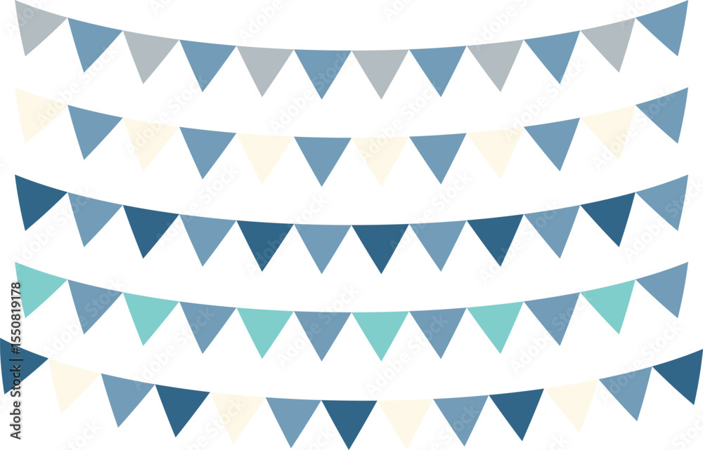 Triangle flag garland - set - blue