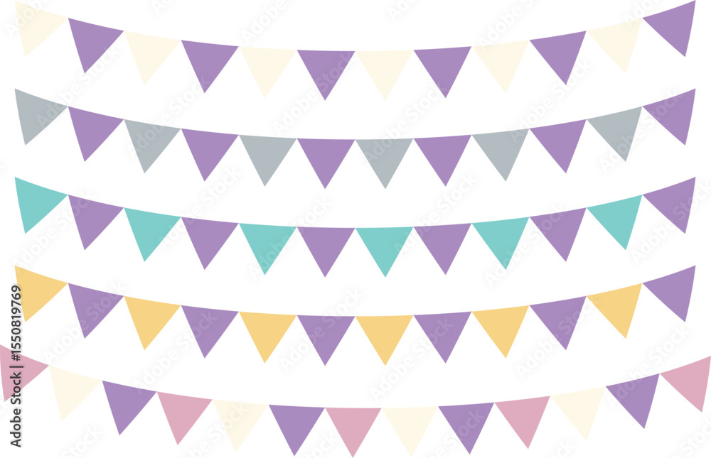 Triangle flag garland - set - purple