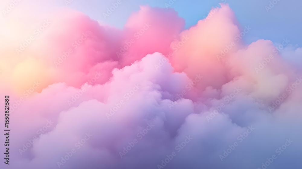 Fototapeta premium Dreamy Pastel Cloudscape, Soft Pink Purple Sky