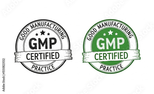 GMP certified good manufacturing practice stamp, vector design