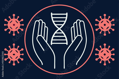 Medical illustration depicting dna protection from coronavirus with stylish design
