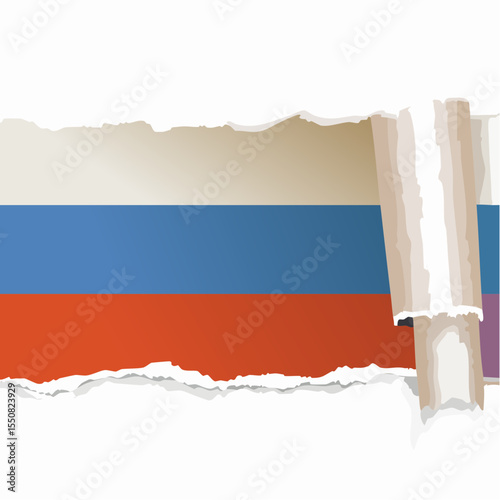Torn Russian Flag Vector Illustration Ripped Paper Design