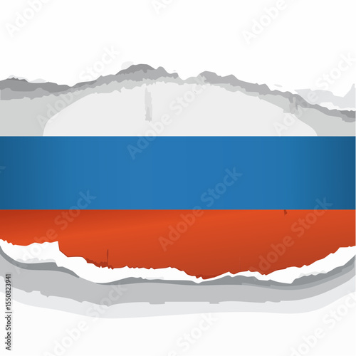 Torn Russian Flag Vector Illustration Ripped Paper Design