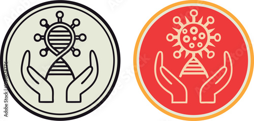 Protection of health and genes conceptual illustration with hand holding symbol