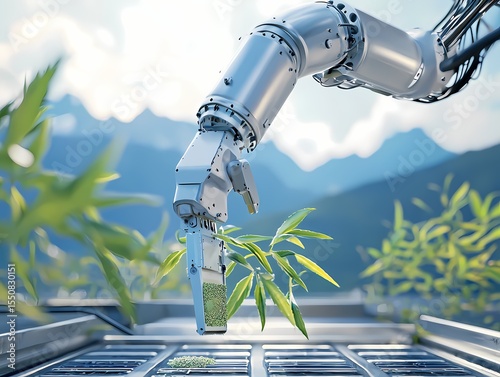 Robotic Arm Handling Plants in Modern Greenhouse Environment