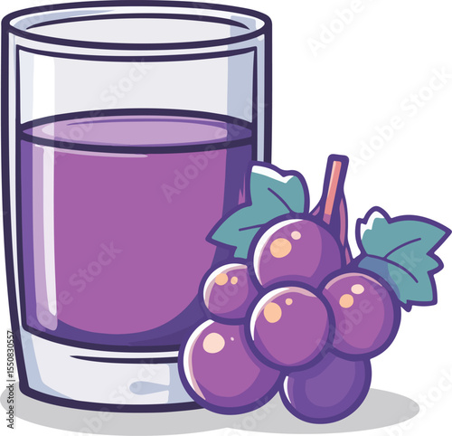Cartoon illustration of a glass of grape juice
