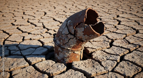Dry cracked earth texture: a natural pattern of arid soil in the desert