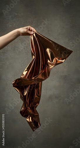 High-speed capture of a hand flipping shimmery metallic fabric v3