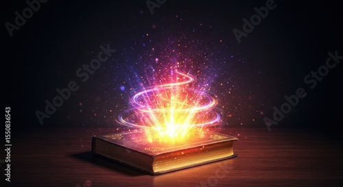Mystical Book: Glowing Magic from an Ancient Grimoire